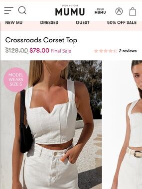White denim corset top